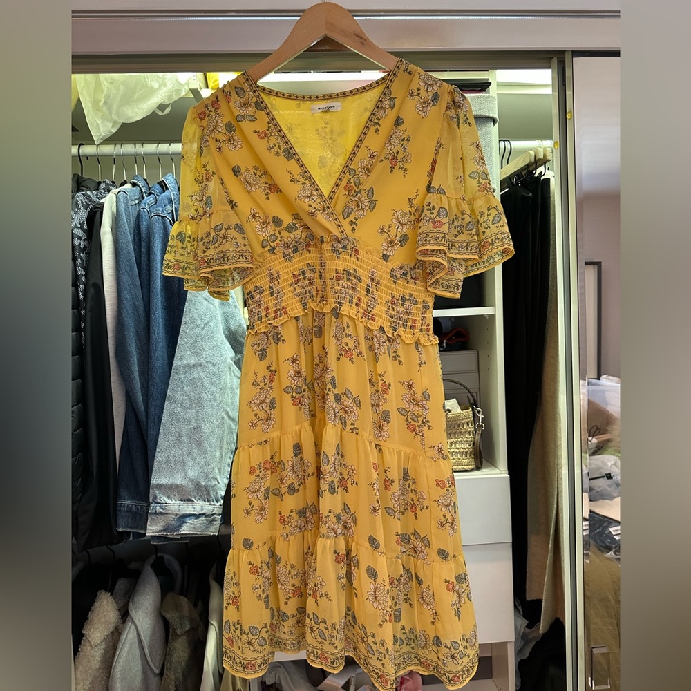 Max Studio Floral Yellow Dress